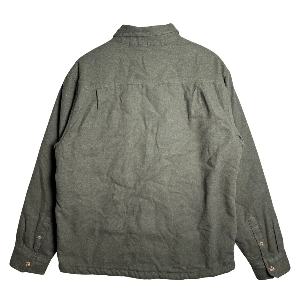 Lee Mens Regular Fit Sherpa Lined Shirt Jacket Olive Green Heavyweight Large